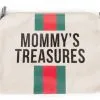 Childhome Mommy Clutch Kanvas, Off White Stripes Green/Red